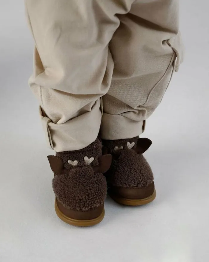 Donsje Amsterdam Toddler Shoes Baby Roumi Shoes Hazelnut Curly Faux Fur