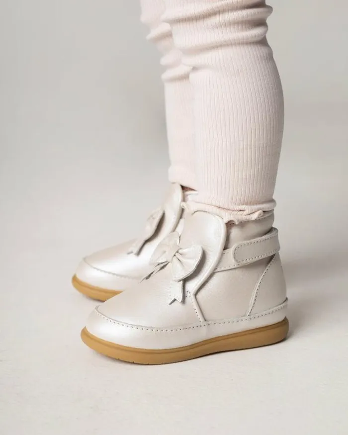 Donsje Amsterdam Toddler Shoes Girls Girls Cemilla Shoes Off White Metallic Leather
