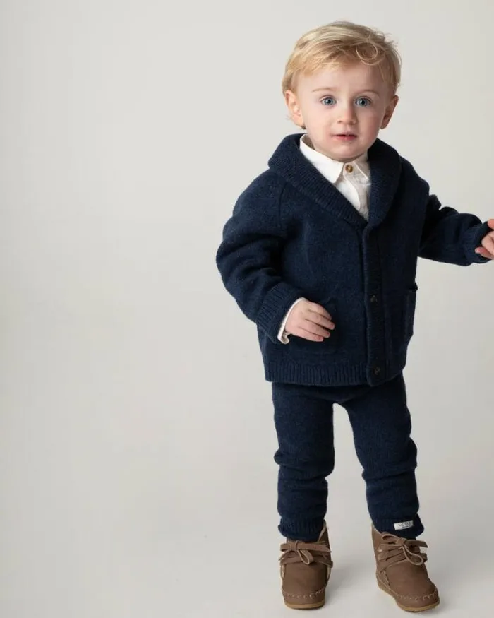 Donsje Amsterdam Trousers and Leggings Baby Trig Merino Wool Trousers Blue Marine Melange