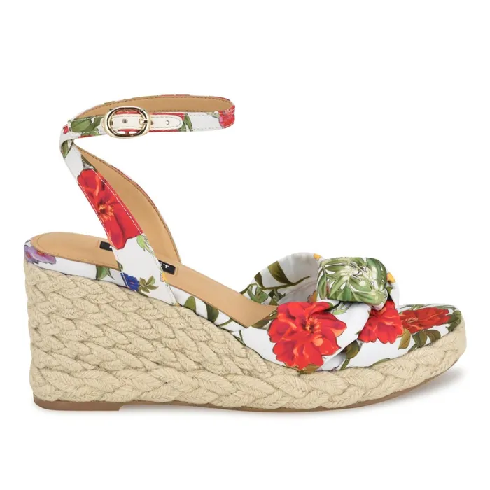 Dotime Espadrille Wedge Sandals White Floral Women Nine West Wedges