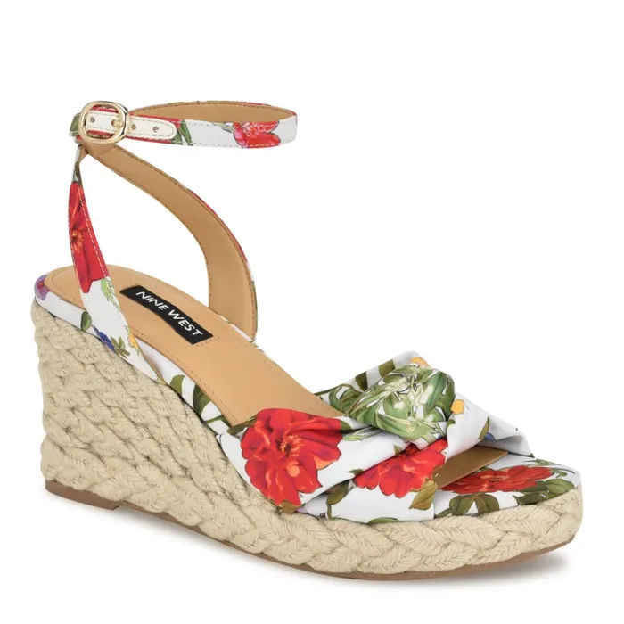 Dotime Espadrille Wedge Sandals White Floral Women Nine West Wedges Dotime Espadrille Wedge Sandals White Floral Women Nine West Wedges