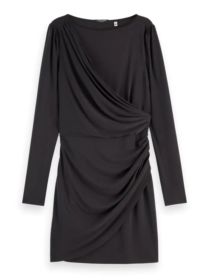 DRAPED LONG SLEEVE DRESS Evening Black Women Scotch and Soda Dresses and Jumpsuits