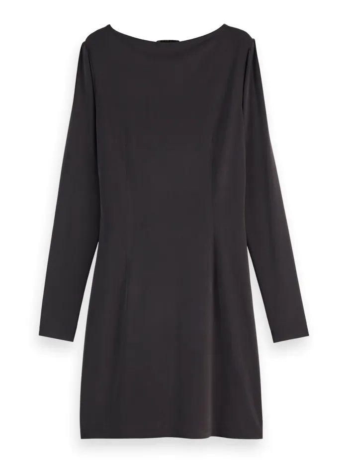 DRAPED LONG SLEEVE DRESS Evening Black Women Scotch and Soda Dresses and Jumpsuits DRAPED LONG SLEEVE DRESS Evening Black Women Scotch and Soda Dresses and Jumpsuits