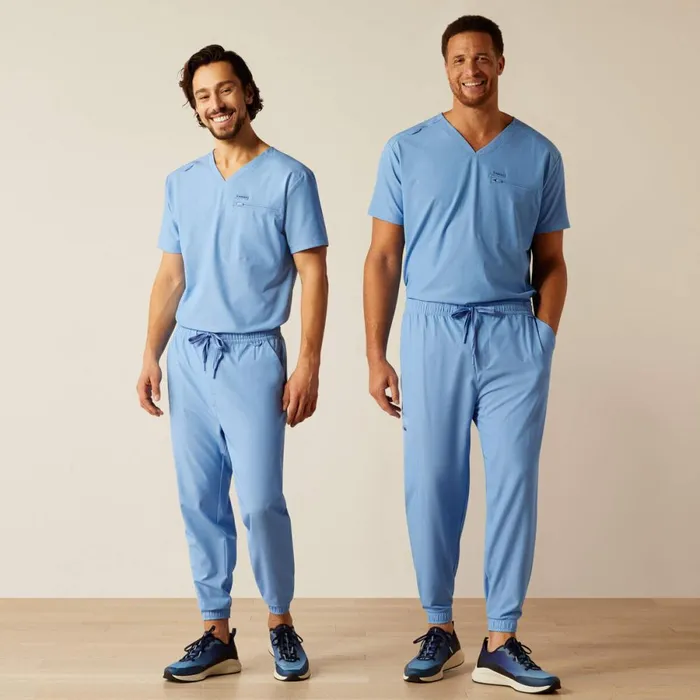 Drew Cargo Stretch Jogger Scrub Pant Light Blue Heather Men Ariat Scrubs Drew Cargo Stretch Jogger Scrub Pant Light Blue Heather Men Ariat Scrubs