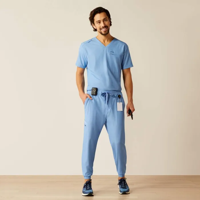 Drew Cargo Stretch Jogger Scrub Pant Light Blue Heather Men Ariat Scrubs Drew Cargo Stretch Jogger Scrub Pant Light Blue Heather Men Ariat Scrubs