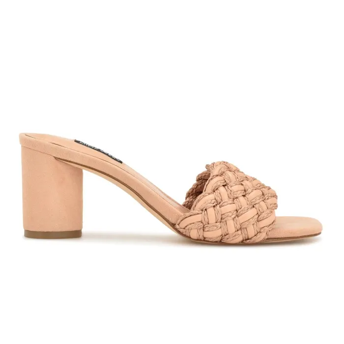 Driah Heeled Slide Sandals Dark Blush Women Nine West Dress