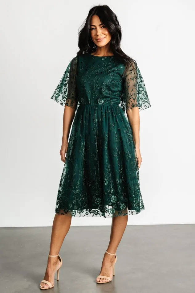 Duchess Tulle Dress Dark Green Sparkle Women Baltic Born Short Dresses