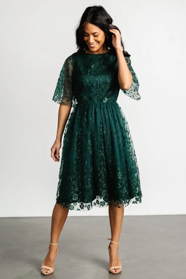 Duchess Tulle Dress Dark Green Sparkle Women Baltic Born Short Dresses Duchess Tulle Dress Dark Green Sparkle Women Baltic Born Short Dresses