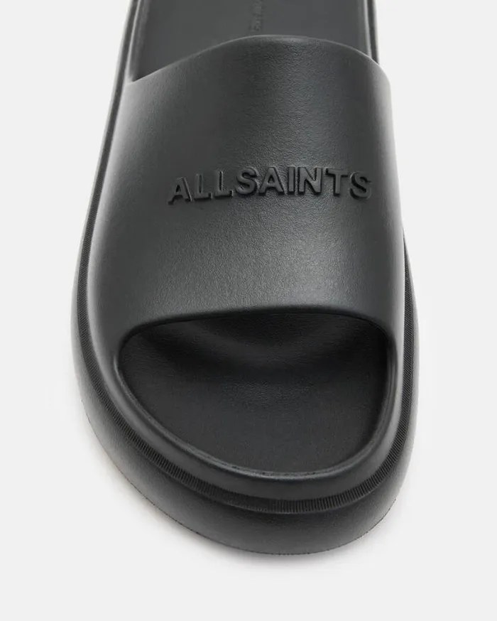 Dune Slip On Logo Slides Black Men AllSaints Swimwear and Beachwear