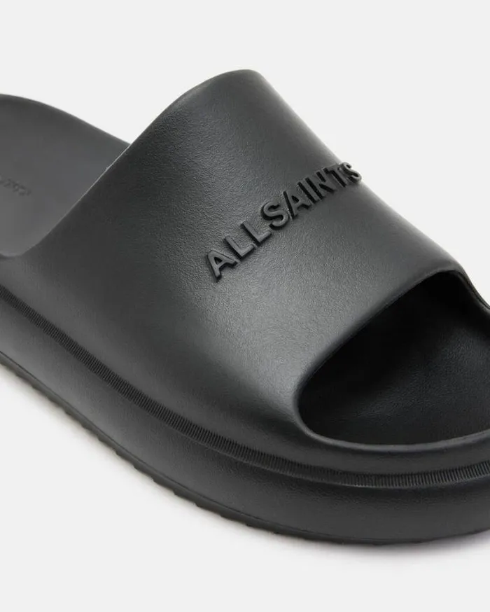 Dune Slip On Logo Slides Black Men AllSaints Swimwear and Beachwear