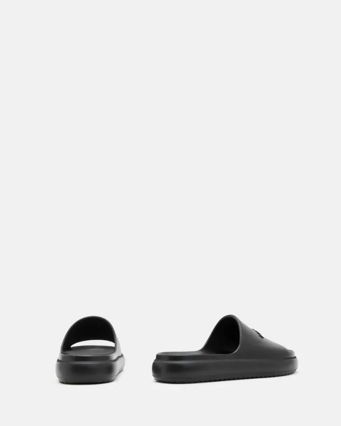 Dune Slip On Logo Slides Black Men AllSaints Swimwear and Beachwear
