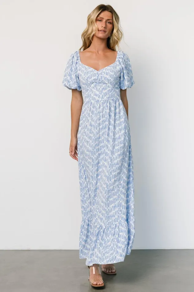 Durban Maxi Dress Dusty Blue Print Women Baltic Born Maxi Dresses