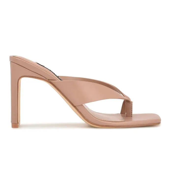 Durlife Heeled Thong Sandals Dark Blush Women Nine West Heeled