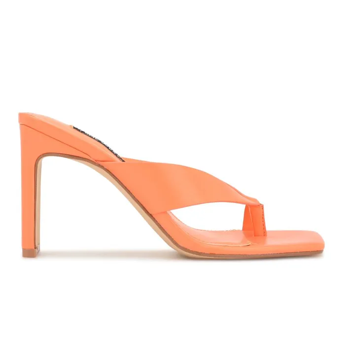 Durlife Heeled Thong Sandals Orange Women Nine West Mid Heels