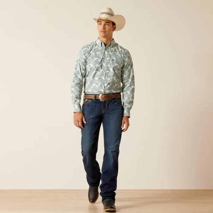 Eamanuel Fitted Shirt Reef Water Men Ariat Button Down Shirts Eamanuel Fitted Shirt Reef Water Men Ariat Button Down Shirts
