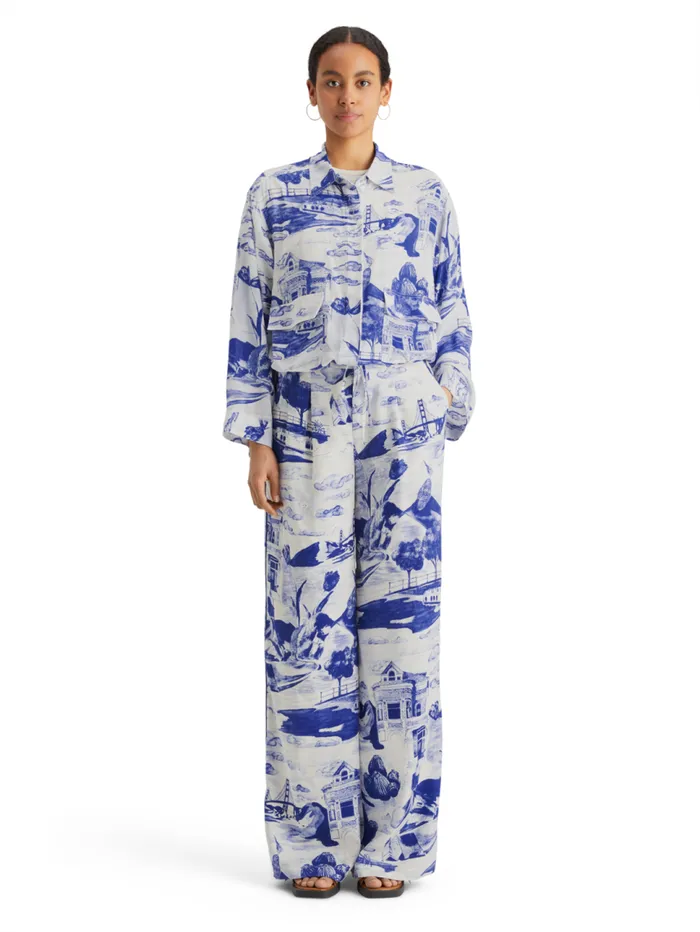 Eleni Printed Pyjama Pant Journey Of The Free Mind Blue Women Scotch and Soda Pants