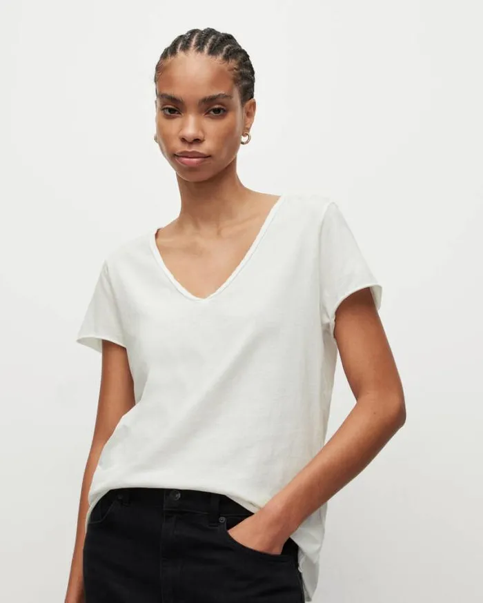 Emelyn VNeck Tonic TShirt Chalk White Women AllSaints TShirts
