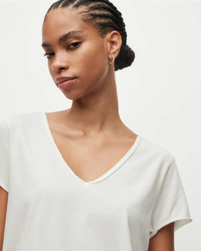Emelyn VNeck Tonic TShirt Chalk White Women AllSaints TShirts