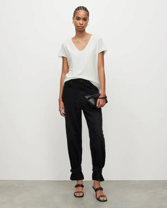 Emelyn VNeck Tonic TShirt Chalk White Women AllSaints TShirts