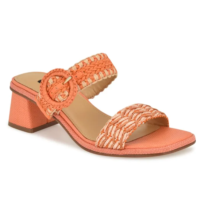 Emerey Woven Slide Sandals Orange Women Nine West Heeled Emerey Woven Slide Sandals Orange Women Nine West Heeled