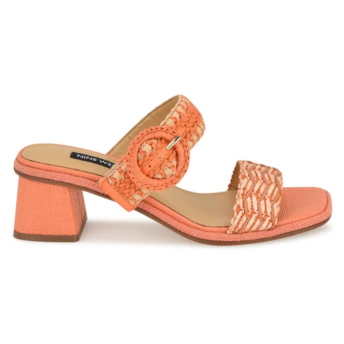 Emerey Woven Slide Sandals Orange Women Nine West Low Heel