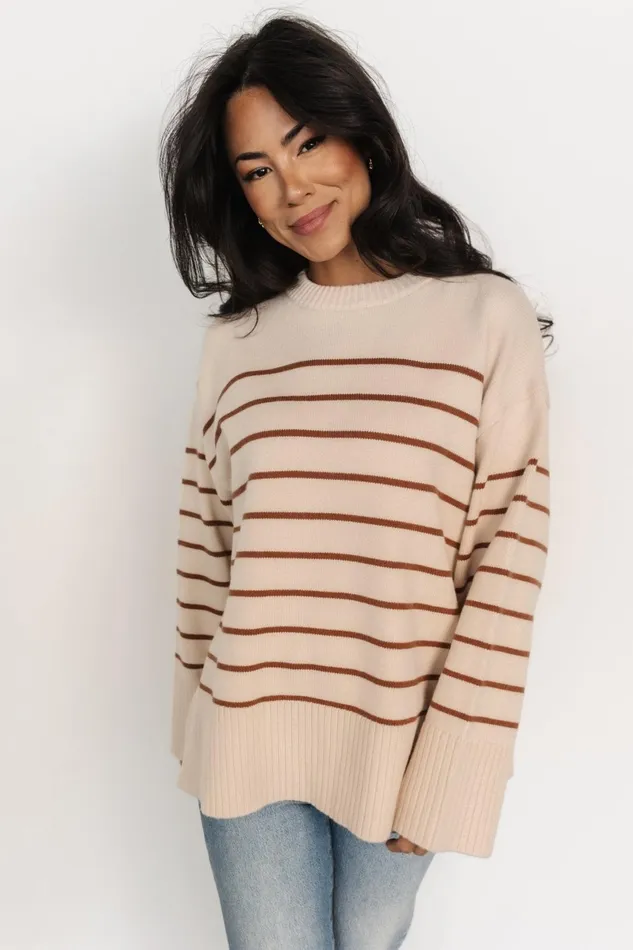 Emerson Stripe Knit Sweater Beige Camel Women Baltic Born Sweaters