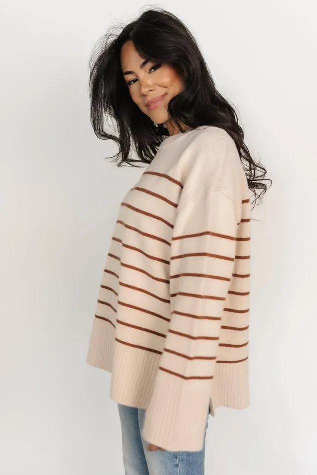 Emerson Stripe Knit Sweater Beige Camel Women Baltic Born Sweaters Emerson Stripe Knit Sweater Beige Camel Women Baltic Born Sweaters