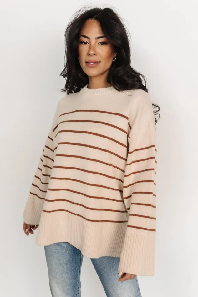 Emerson Stripe Knit Sweater Beige Camel Women Baltic Born Sweaters Emerson Stripe Knit Sweater Beige Camel Women Baltic Born Sweaters