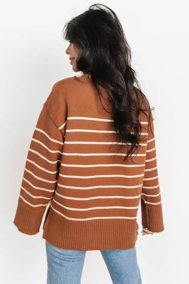 Emerson Stripe Knit Sweater Dark Camel Ivory Women Baltic Born Sweaters Emerson Stripe Knit Sweater Dark Camel Ivory Women Baltic Born Sweaters