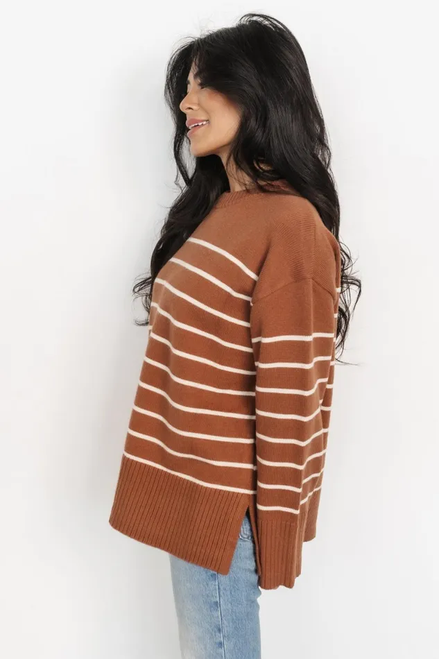 Emerson Stripe Knit Sweater Dark Camel Ivory Women Baltic Born Sweaters Emerson Stripe Knit Sweater Dark Camel Ivory Women Baltic Born Sweaters