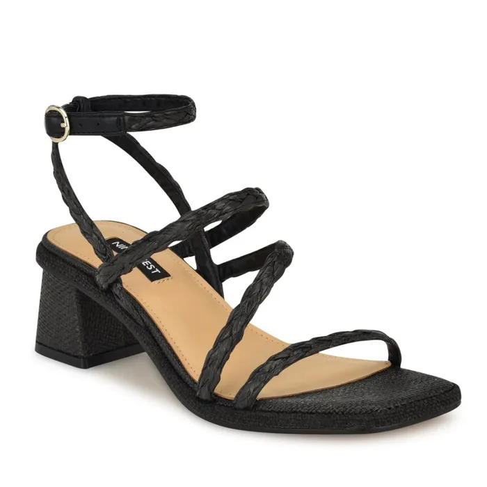 Emolly Raffia Block Heel Sandals Black Raffia Women Nine West Low Heel Emolly Raffia Block Heel Sandals Black Raffia Women Nine West Low Heel