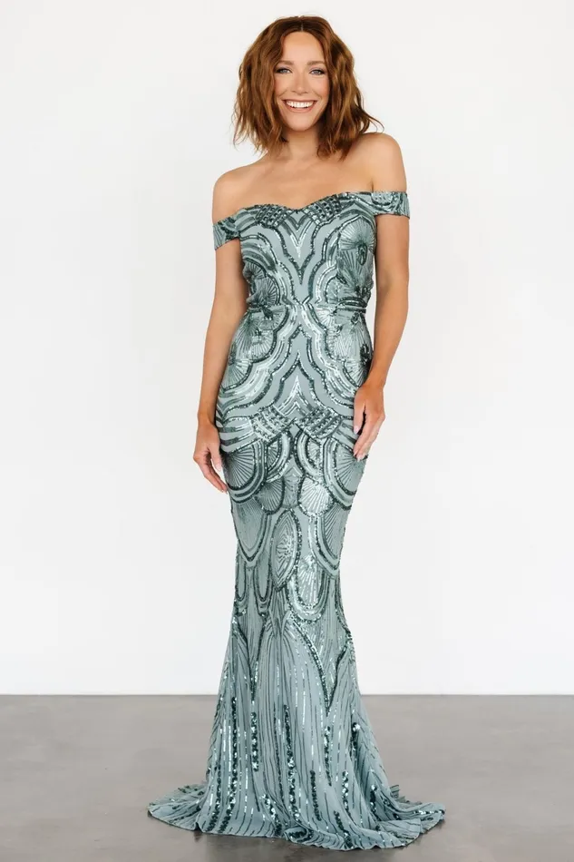 Empress Sequin Gown Eucalyptus Women Baltic Born Embellished Sequin