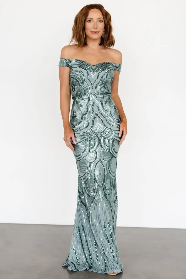 Empress Sequin Gown Eucalyptus Women Baltic Born Embellished Sequin Empress Sequin Gown Eucalyptus Women Baltic Born Embellished Sequin