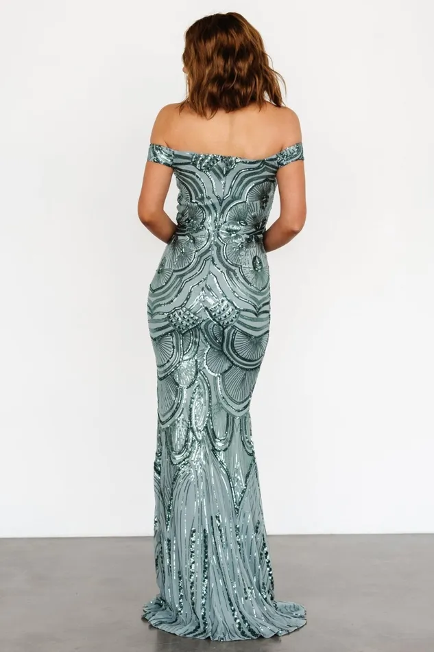 Empress Sequin Gown Eucalyptus Women Baltic Born Embellished Sequin Empress Sequin Gown Eucalyptus Women Baltic Born Embellished Sequin