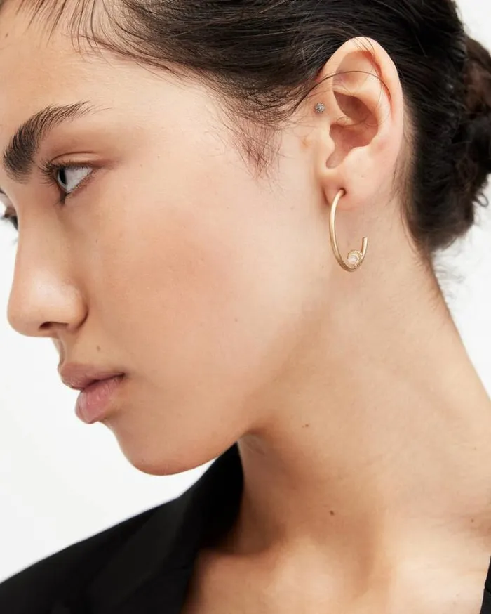 Eryka Crystal Pendant Hoop Earrings Warm Brasscrystal Women AllSaints Jewelry Eryka Crystal Pendant Hoop Earrings Warm Brasscrystal Women AllSaints Jewelry