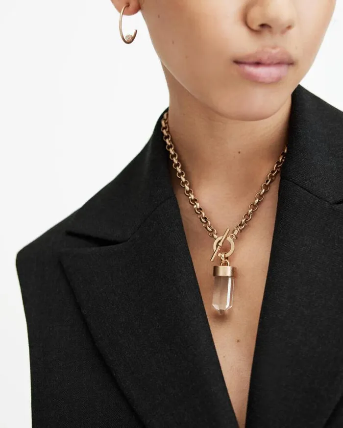 Eryka Gold Tone Pendant Necklace Warm Brasscrystal Women AllSaints Jewelry