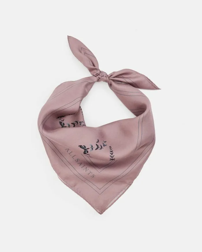 Escalera Silk Heart Print Bandana Blush Pink Women AllSaints Accessories