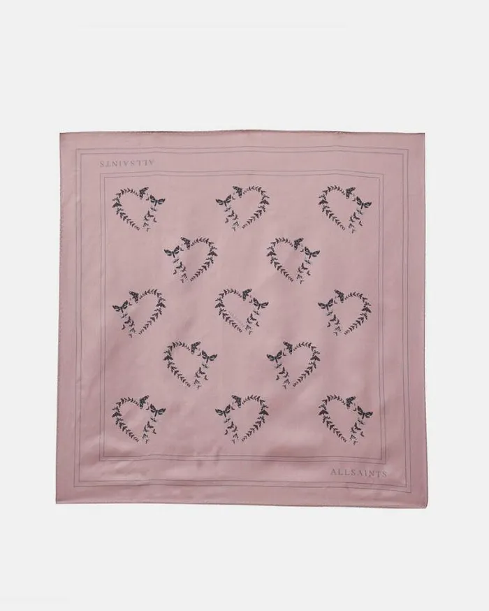 Escalera Silk Heart Print Bandana Blush Pink Women AllSaints Accessories