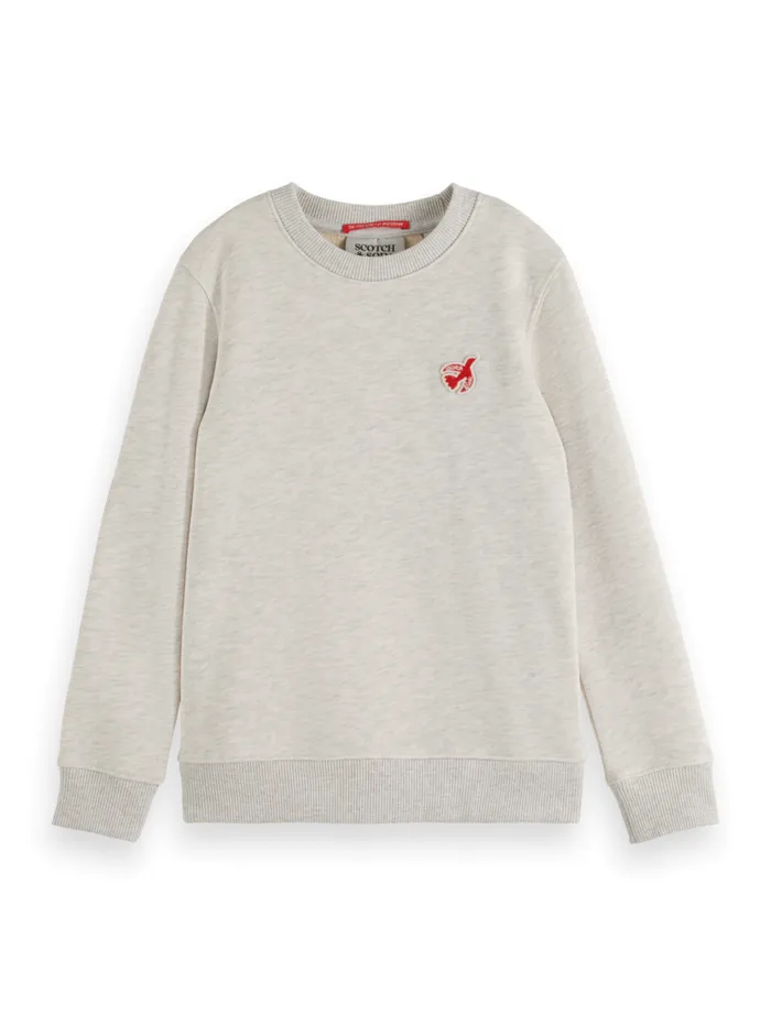 Essential 8211 THE FREE SPIRIT PEACE BIRD SWEATSHIRT Oatmeal Melange Kids Scotch and Soda Sweatshirts and Hoodies Essential 8211 THE FREE SPIRIT PEACE BIRD SWEATSHIRT Oatmeal Melange Kids Scotch and Soda Sweatshirts and Hoodies
