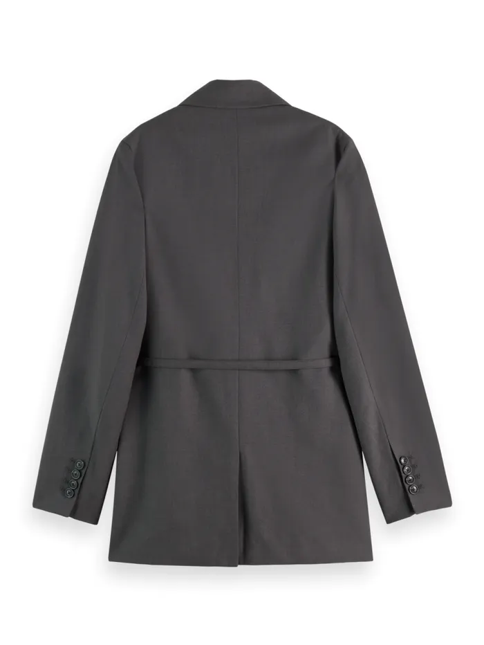 Essential DB TROPICAL WOOL BOYFRIEND BLAZER WITH BELT Charcoal Melange Women Scotch and Soda Blazers Essential DB TROPICAL WOOL BOYFRIEND BLAZER WITH BELT Charcoal Melange Women Scotch and Soda Blazers