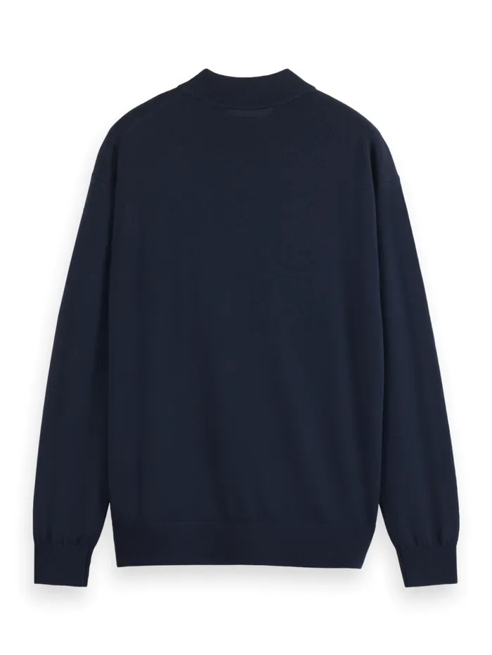 Essential Relaxed Fit Wool Blend Mock Neck Sweater Black Men Scotch and Soda Essentials Essential Relaxed Fit Wool Blend Mock Neck Sweater Black Men Scotch and Soda Essentials