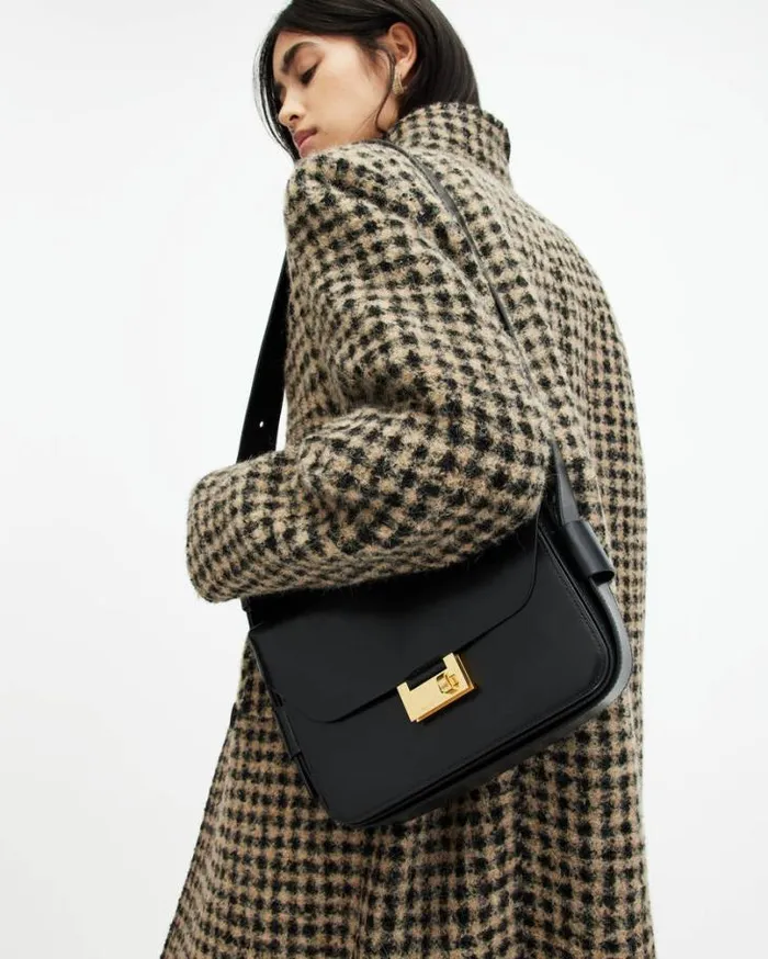 Etienne Leather Shoulder Bag Black Women AllSaints Handbags and Wallets
