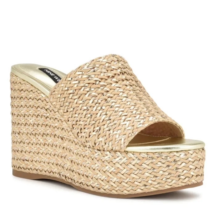 Everie Espadrille Wedge Sandals Natural Platino Women Nine West Sandals Everie Espadrille Wedge Sandals Natural Platino Women Nine West Sandals