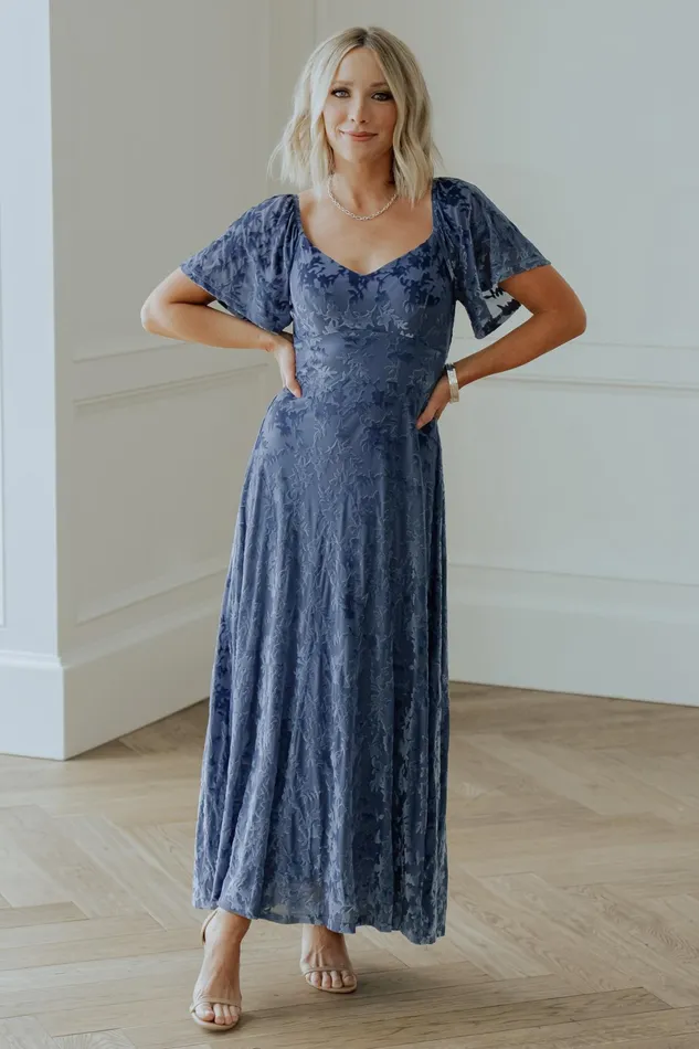 Everley Velvet Maxi Dress Whisper Blue Women Baltic Born Mother Of The Bride
