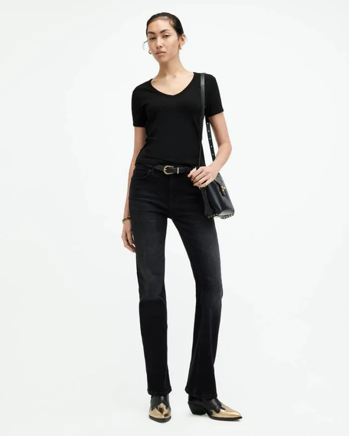 Evie VNeck Short Sleeve TShirt Black Women AllSaints Tops and Shirts