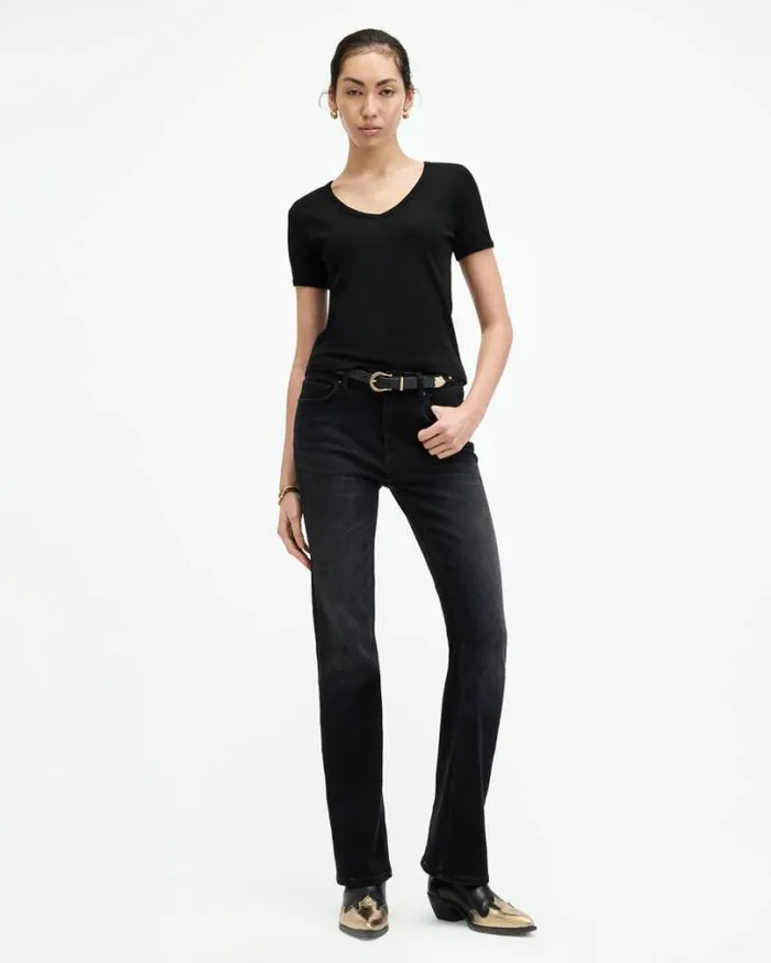 Evie VNeck Short Sleeve TShirt Black Women AllSaints Tops and Shirts