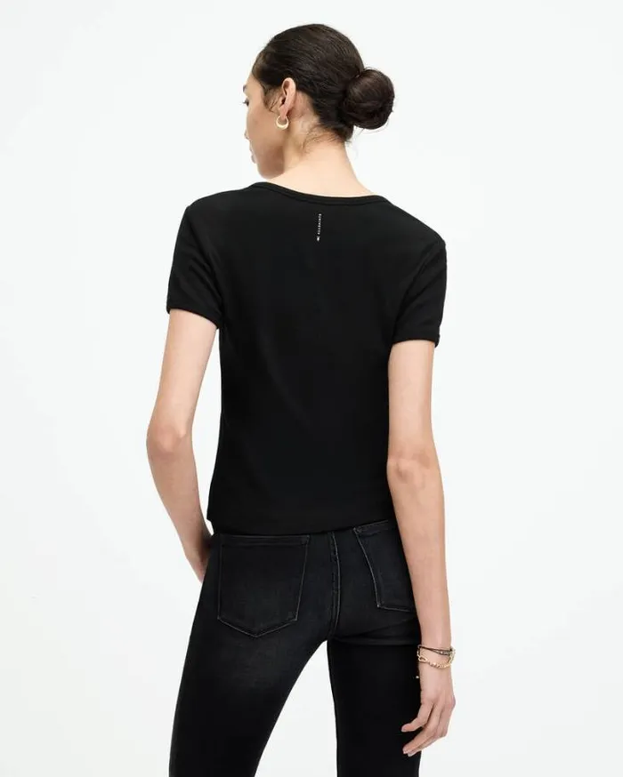 Evie VNeck Short Sleeve TShirt Black Women AllSaints Tops and Shirts