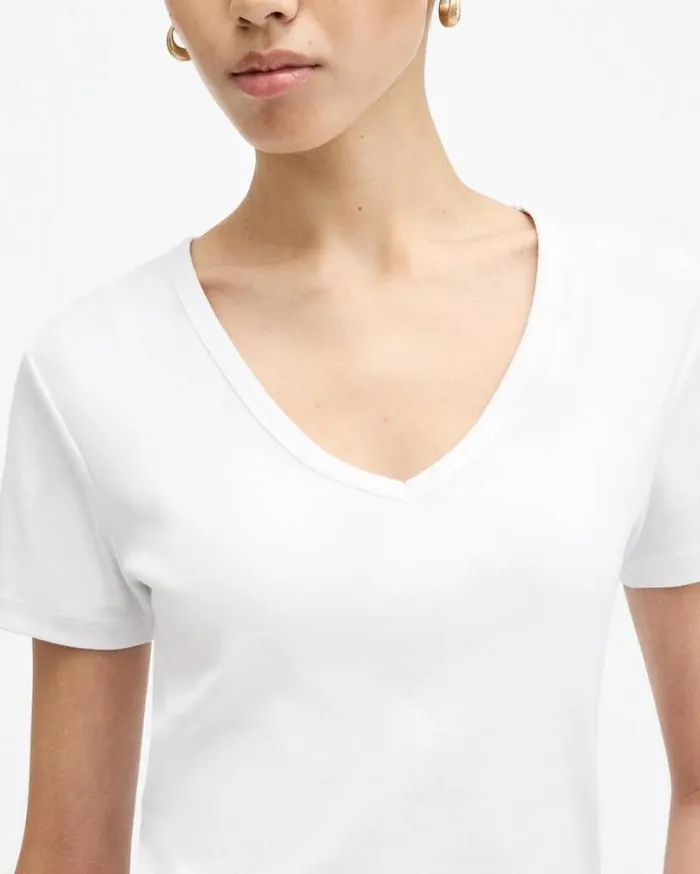 Evie VNeck Short Sleeve TShirt White Women AllSaints TShirts