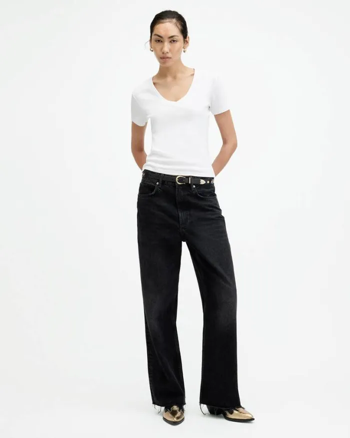 Evie VNeck Short Sleeve TShirt White Women AllSaints TShirts