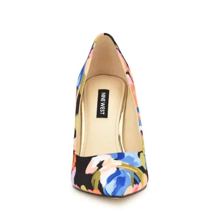 Ezra Pointy Toe Pumps Black Floral Women Nine West Pumps
